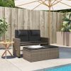 Grey PE Rattan Garden Bench with Powder Coated Steel Frame and Polyester Cushions