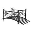 102cm Garden Iron Bridge with Round Ball Handrail Black