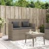 Gray PE Rattan Garden Bench 47.2 Inch with Removable Cushion Covers