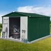 10x8 FT Metal Garden Shed Green and White Outdoor Storage Shed