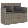 Gray PE Rattan Garden Bench 47.2 Inch with Removable Cushion Covers