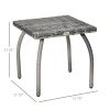 Rattan Wicker Outdoor End Table All Weather Patio Side Table with Storage Shelf Gray