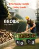VEVOR 680 lb Steel Garden Cart on Wheels Heavy Duty Metal Utility Yard Wagon with 10 Inch Tires