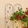 4 Pack Metal Garden Trellis Rustproof Climbing Plant Support Black Decorative Outdoor Panels