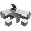 6 Piece PE Rattan Outdoor Patio Sofa Set with Storage Box