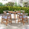 5 Piece Patio Dining Set Cushions PE Rattan Backrest Outdoor Garden Backyard Furniture