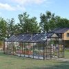 20x8 Aluminum Walk In Greenhouse Polycarbonate Kit Adjustable Roof Vent Sliding Door Clear