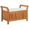 Outdoor Garden Storage Bench Cream White Natural Wood Patio Seat