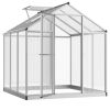 6 x 6 FT Walk In Polycarbonate Greenhouse with Roof Vent and Rain Gutter