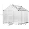 8 x 6 FT Walk In Polycarbonate Greenhouse with Roof Vent and Rain Gutter