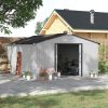 Metal Garden Shed White Storage Utility Double Locking Doors for Bike Yard Tools