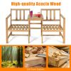 3-in-1 Acacia Wood Loveseat with Detachable Coffee Table – Space-Saving Sofa Set