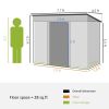 8x4 FT Metal Garden Shed with Lockable Doors and Vented Steel Frame