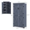 Gray Outdoor Garden Storage Shed Waterproof Galvanized Roof Lockable Door