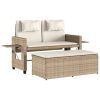 Garden Bench Beige PE Rattan with Powder Coated Steel Frame Outdoor Seating