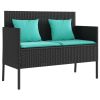 Black PE Rattan Outdoor Garden Bench with Steel Frame Patio Seating