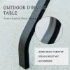 Outdoor Patio Dining Table Square Metal Table with Umbrella Hole & Wood-Look Tabletop – Garden, Porch, Backyard & Balcony Furniture