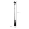 Outsunny 8 FT Solar Lamp Post Light Waterproof Aluminum Motion Sensor PIR Automatic Outdoor Vintage Street Lamp Garden Lawn Pathway