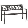 Black Powder Coated Steel and Plastic Garden Bench Outdoor Patio Seating