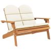 Natural Wood Garden Bench Cream White Outdoor Patio Seating Bench
