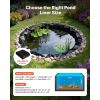 20 x 20 ft Pond Liner, 14 Mil Thickness, 3-Layer Reinforced PE Fish Koi Pond Liner for Outdoor Ponds, with Hemmed Edge and 4 Metal Buttonholes