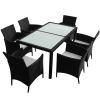 Black PE Rattan Garden Furniture Set Removable Covers Outdoor Patio Set