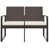 2 Seater Brown Anthracite Garden Patio Bench