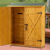 Wooden Outdoor Storage Shed Lockable Door Detachable Shelves Garden Tool Shed