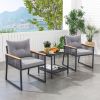 3 Piece Patio Furniture Set with 2 Tier Coffee Table Soft Seat Cushions