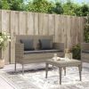 Grey PE Rattan Garden Bench with Storage 44.5 Inch Outdoor Patio Bench