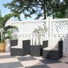 3 Piece Patio Furniture Set Black Outdoor Conversation Set with Washable Cushions