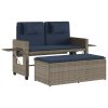Grey PE Rattan Garden Bench Medium Outdoor Bench with Adjustable Armrests Patio Seatings