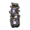 40 Inch Outdoor Polyresin Rock Water Fountain with LED Lights Garden Patio Decor