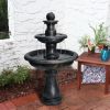 45.2 Inch Concrete Outdoor Waterfall Fountain with Pump Yard Garden Patio Deck Relaxation Decor