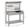 Garden Potting Bench Table Grey with Metal Sieve Screen & Removable Sink