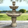 48 Inch Outdoor Concrete Water Fountain with Submersible Pump Patio Yard Garden Decor