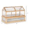 Raised Garden Bed with Polycarbonate Greenhouse 48x24x32 Natural Wood Cold Frame