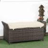 Large Wicker Storage Bench Outdoor Patio Seat with Waterproof Storage
