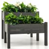 2 Tier Raised Wooden Garden Bed with Legs and Drainage