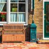 33 Gallon Wooden Storage Bench with Liner Patio Garden Porch Storage Seat Bench