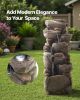 VEVOR 39 Inch Outdoor Water Fountain 7 Tier Rock Shaped Cascading Waterfall LED Light Pump Garden Patio Decor