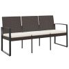 3-Seater Garden Bench Brown PP Polypropylene Rattan Look Outdoor Patio Bench