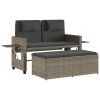 Grey PE Rattan Garden Bench with Powder Coated Steel Frame and Polyester Cushions