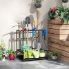 3-Tier Yard Tool Storage Rack, Garden Tool Organizer with Hooks