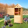Wooden Outdoor Lockable Garden Tool Storage Shed Cabinet Garden Organization Unit
