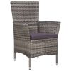 Gray PE Rattan Garden Furniture Set with Removable Cushions Patio Conversation Set