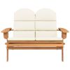 Natural Wood Garden Bench Cream White Outdoor Patio Seating Bench