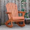 Teak Adirondack Rocking Chair with Slatted Wooden Design