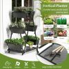 3-Tier Vertical Raised Garden Bed with 4 Wheels and 6 Container Boxes Mobile Garden Planter