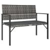 Grey PE Rattan Garden Bench 2 Seater Outdoor Patio Seating
